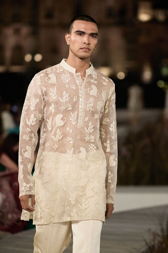 Leafspring Embroidered Kurta Set - Natural, Natural, image 2